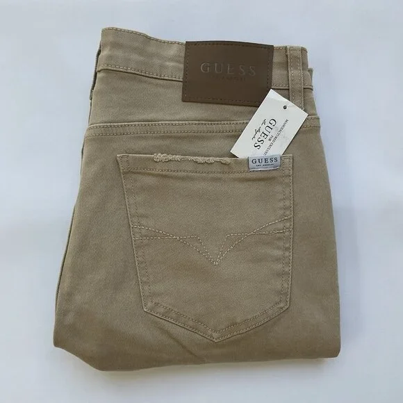 Guess Men’s Nico Destroyed Skinny Jeans Light Beige Size 34X32 - Picture 6 of 16